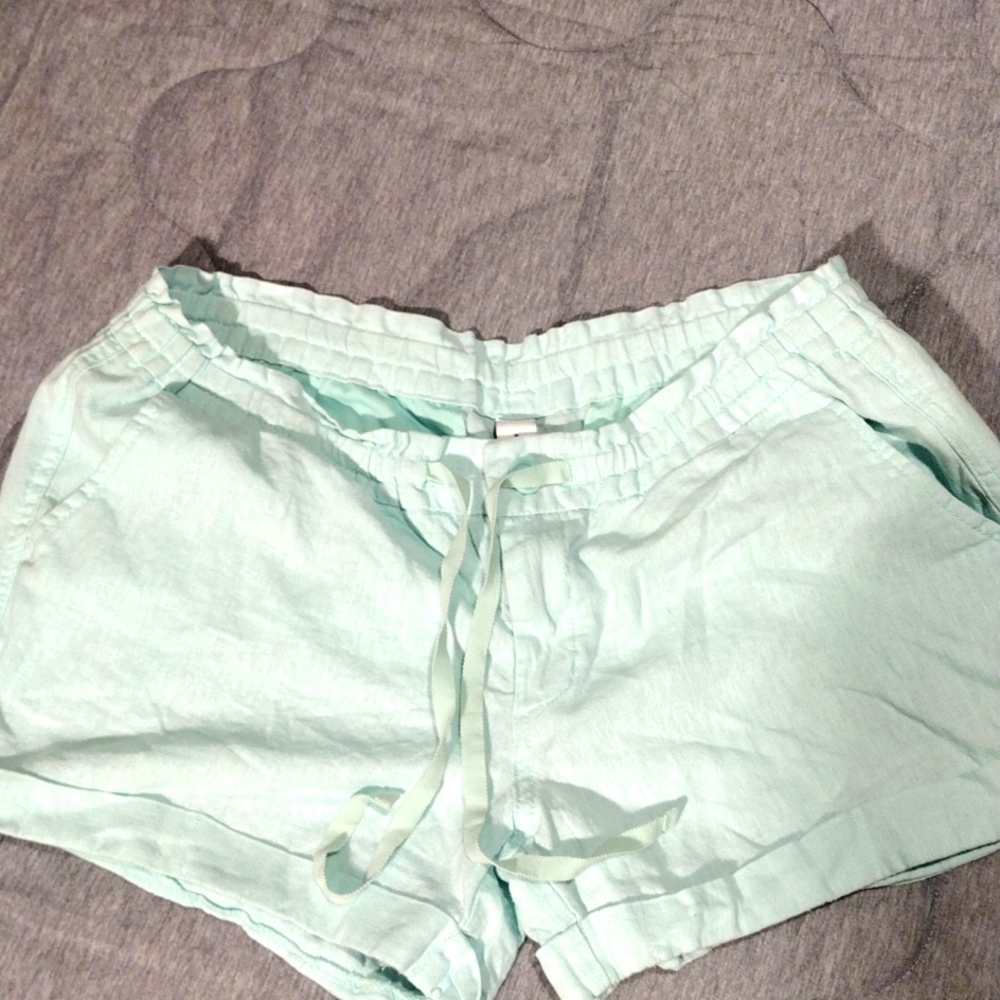 OLD NAVY SZ 8 MINT GREEN TIE WAIST WITH ZIPPER & BUTTON SHORTS